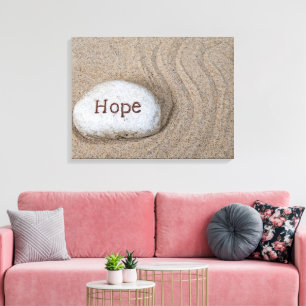 word Hope on beach rock Canvas Print