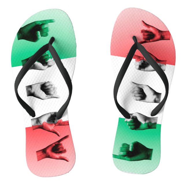 Word Italy over the italian flag Flip Flops (Footbed)