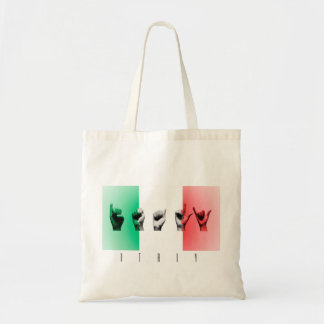 Word Italy over the italian flag Tote Bag