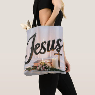Word Jesus tote bags christian