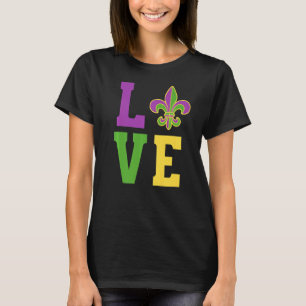 Word L O V E Love Fleur De Lis Mardi Gras Purple G T-Shirt