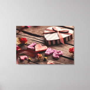 Word Love with Heart Shaped Valentine's Day Gift Canvas Print