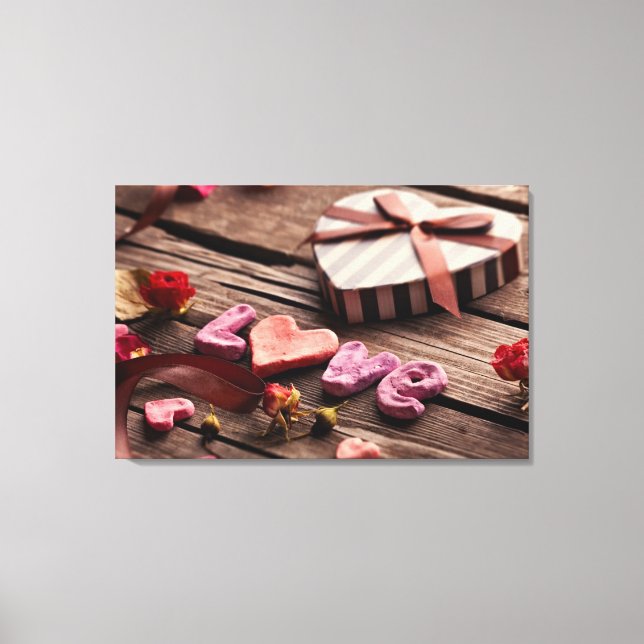 Word Love with Heart Shaped Valentine's Day Gift Canvas Print (Front)