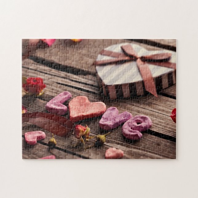 Word Love with Heart Shaped Valentine's Day Gift Jigsaw Puzzle (Horizontal)