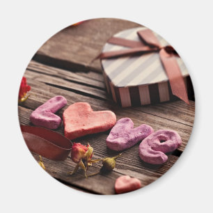 Word Love with Heart Shaped Valentine's Day Gift Magnet