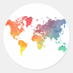 word map 5 classic round sticker