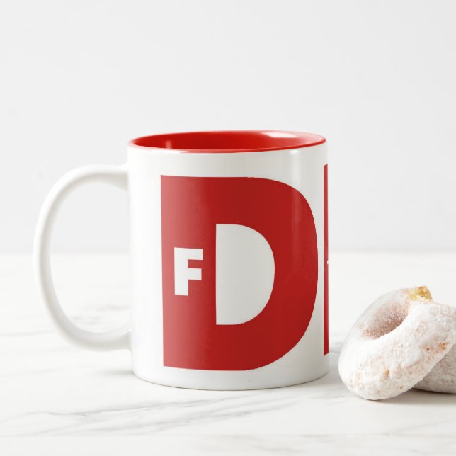 Word puzzle - solve to uncover a hidden message Two-Tone coffee mug (With Donut)
