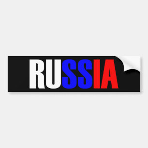 Word RUSSIA in tricolor colour flag of the country Bumper Sticker