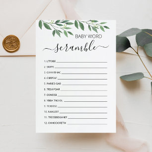 Word Scramble Baby Game Baby Shower party Card