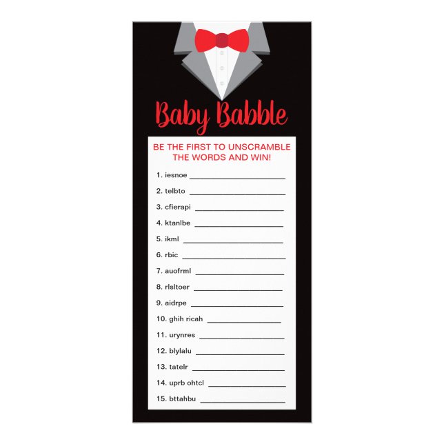 Word Scramble Baby Shower Game, 25 Pack Rack Card (Front)