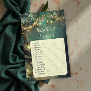 Word Scramble Baby Shower Game Enchanted Forest Flyer