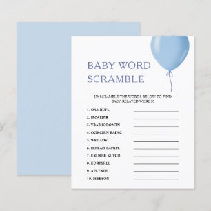 Word Scramble   Blue Balloon Baby Shower Game