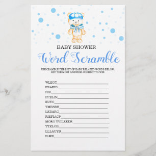 Word Scramble Blue Boy Baby Shower Game