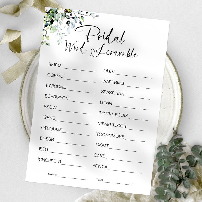 Word Scramble Bridal Shower Game Invitation (Creator Uploaded)