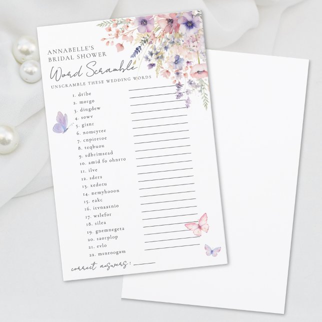 Word Scramble Butterfly Wildflower Bridal Shower (Word Scramble Butterfly Wildflower Bridal Shower )