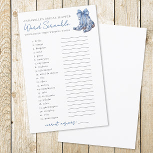 Word Scramble Country Bow Cowboy Bridal Shower