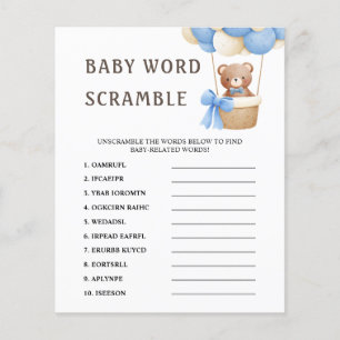 Word Scramble   Cute Bear Balloon Baby Shower Game