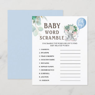Word Scramble   Elephant Balloon Baby Shower Game