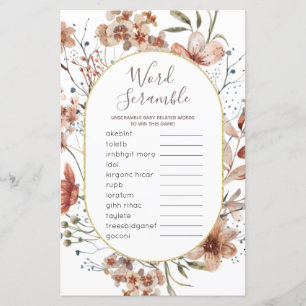 Word Scramble Game Autumn Wildflowers Sign