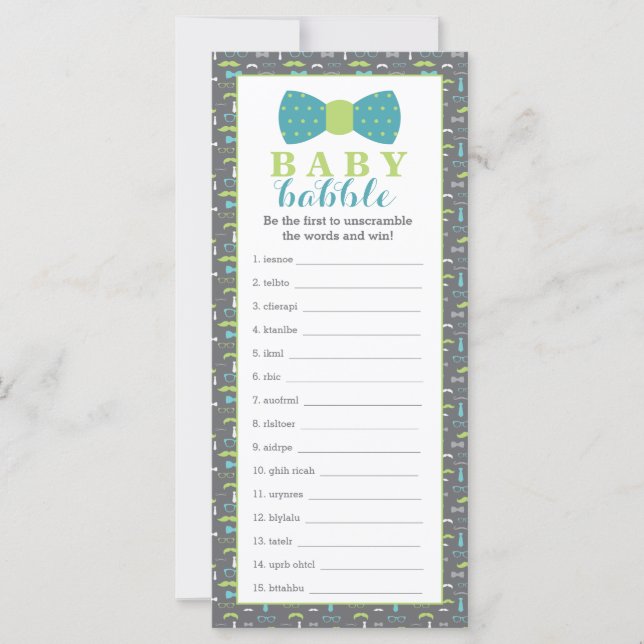 Word Scramble Game, Baby Shower, 25 Pack (Front)