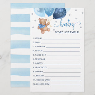 Word Scramble Game for the Baby Shower Teddy Bear