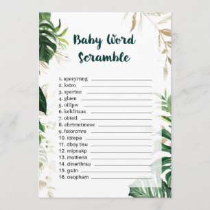 Word Scramble Gold Safari Baby Shower Game Invitation