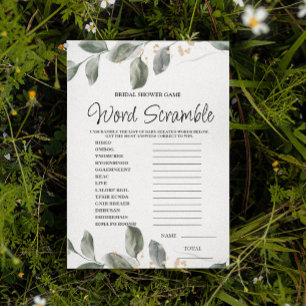 Word Scramble Greenery Bridal Game