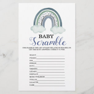 Word Scramble Rainbow Baby Shower Game