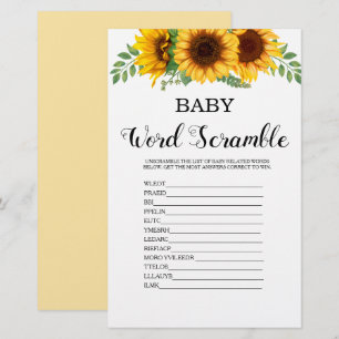 Word Scramble Sunflower Baby Shower Game