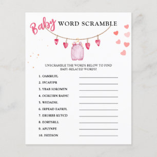 Word Scramble   Valentine's Baby Shower Game