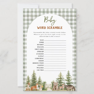 Word Scramble Woodland Animal Baby Shower Game