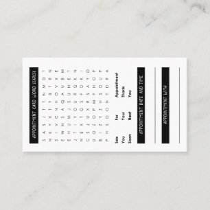 Word Search Appointment Card