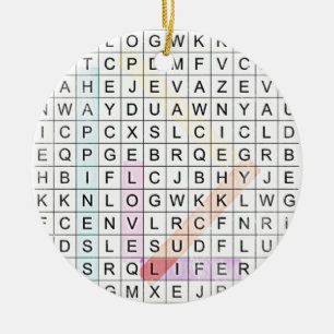 Word Search Ceramic Tree Decoration