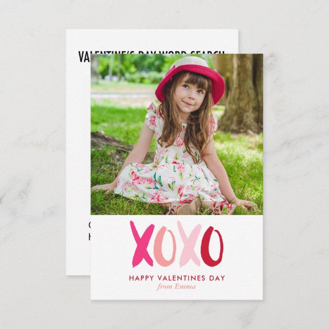 Word Search Game Photo Classroom Valentines Invitation (Front/Back)