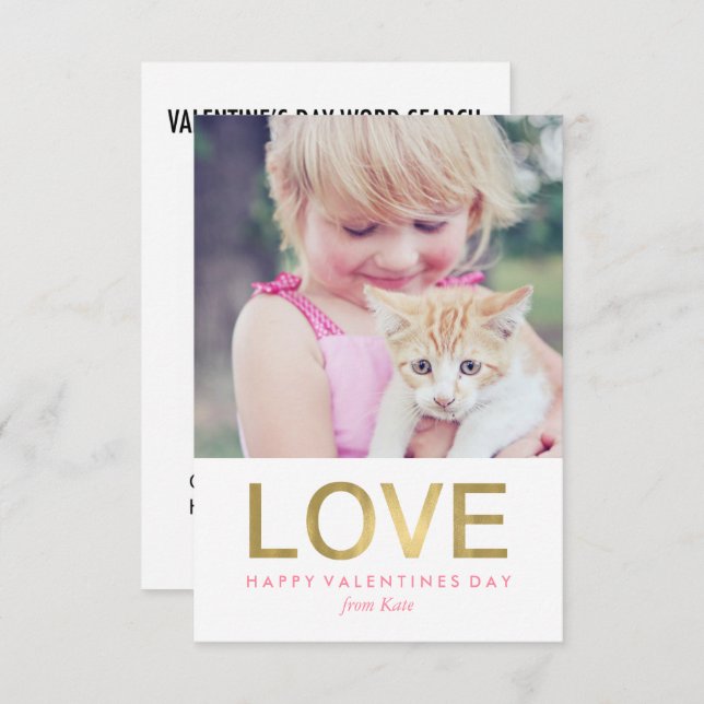 Word Search Game Photo Classroom Valentines Invitation (Front/Back)