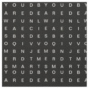 Word Search (Inspirational) black Fabric