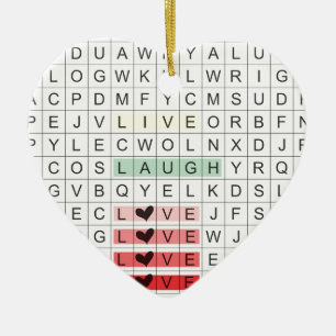 Word Search Love Ceramic Tree Decoration