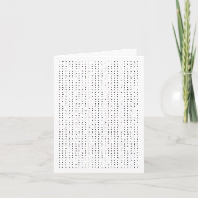 Word Search Puzzle All Purpose Greeting Card 1 (Front)