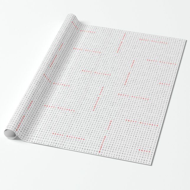 Word Search Puzzle Happy Holidays Wrapping Paper (Unrolled)