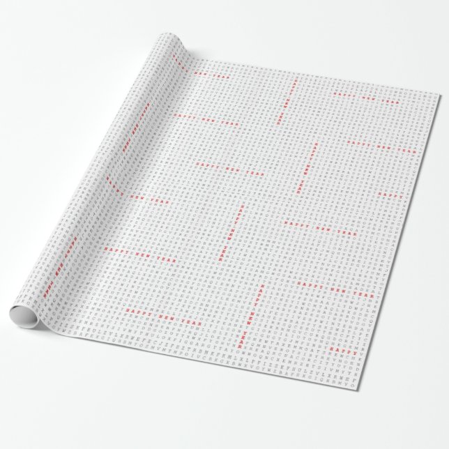 Word Search Puzzle Happy New Year! Wrapping Paper (Unrolled)