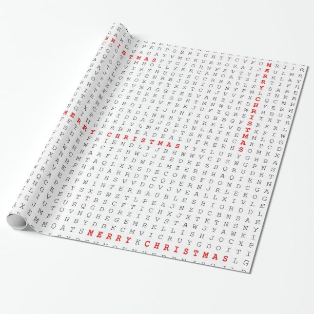 Word Search Puzzle Merry Christmas Wrapping Paper (Unrolled)