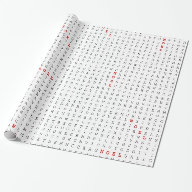 Word Search Puzzle NOEL Wrapping Paper (Unrolled)