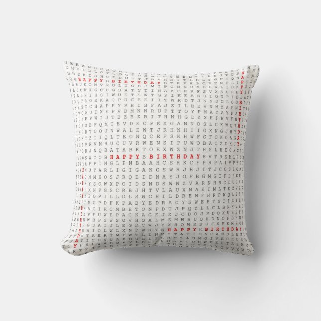 Word Search Puzzle The Birthday Gift Happy Cushion (Front)