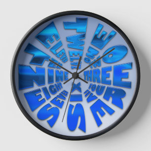 Word Time Clock Blue