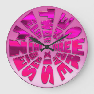 Word Time Clock Hot Pink