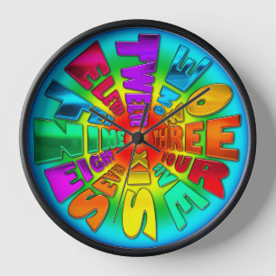 Word Time Clock Rainbow