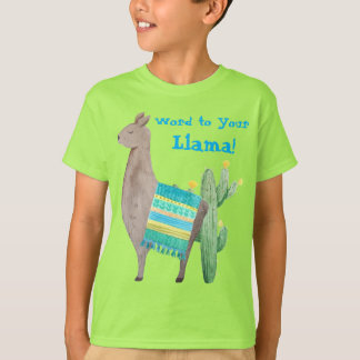 Word to your Llama Boys Green T shirt