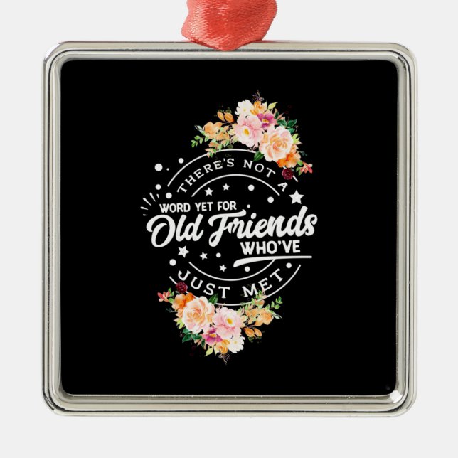 Word Yet For Old Friends Metal Tree Decoration (Front)