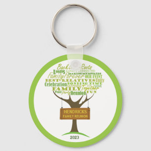 Wordcloud family tree reunion design keychain