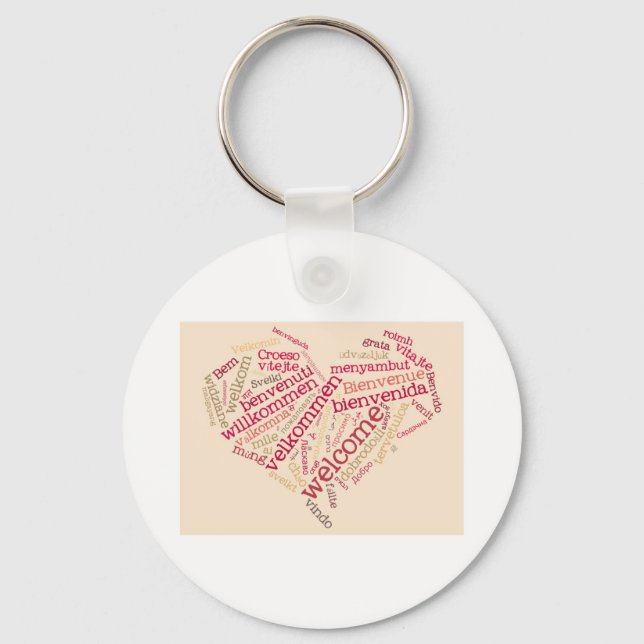 wordcloud welcome heart key ring (Front)